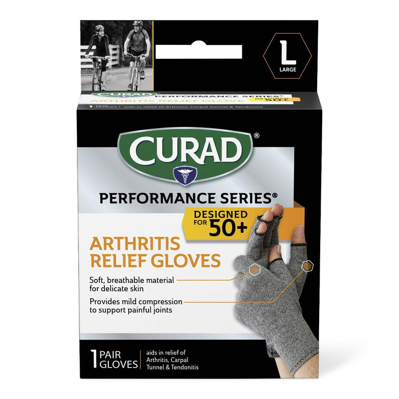 CURAD Performance Series 50+ Arthritis Support Gloves, Size L, 4/CS (CURSR19400LD) Case of 4