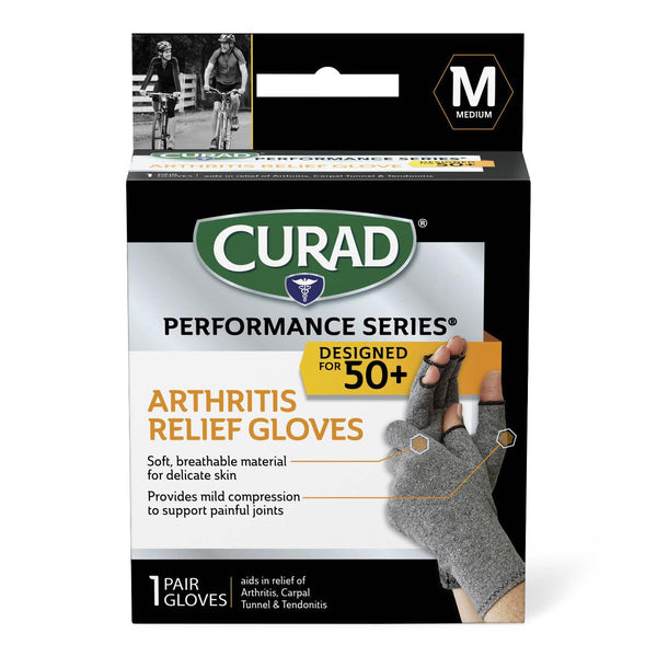 CURAD Performance Series 50+ Arthritis Support Gloves, Size M, 4/CS (CURSR19400MD) Case of 4