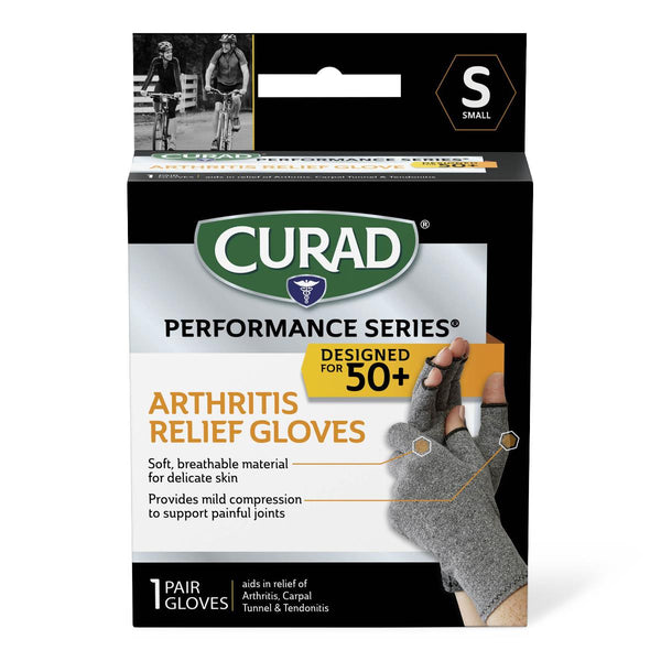 CURAD Performance Series 50+ Arthritis Support Gloves, Size S, 4/CS (CURSR19400SD) Case of 4