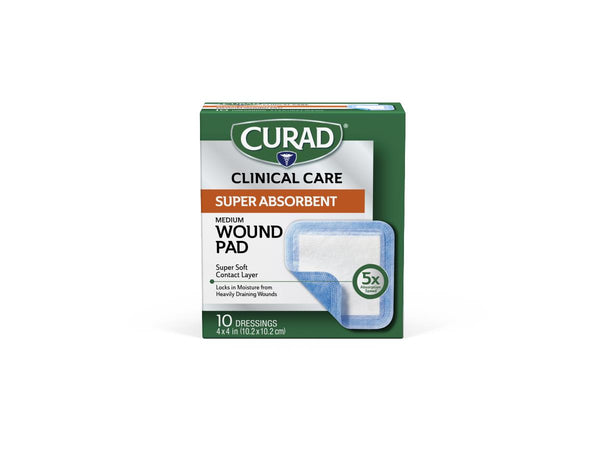 CURAD Super Absorbent Polymer Wound Dressing, 4" x 4", 10/Box, 24/CS  (CURSS5153) Case of 24