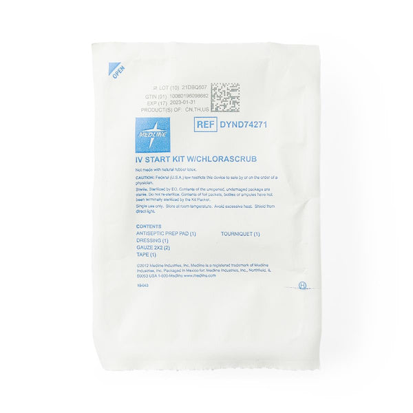 6-Piece IV Start Kit with 1 Prevantics Swab, 2" x 3" Dressing, 100/CS (DYND74271) Case of 100