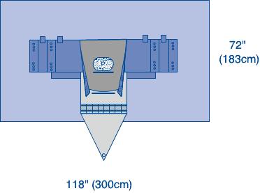 Sterile Nephroscopy Drape with 8" x 12" Oval Incise Area with 2" Fenestration and 20" x 68" ABS Reinforcement, Built-In Tubing System and Fluid Control Pouch, 118" x 72", 1/EA  (DYNJP3106H) Each