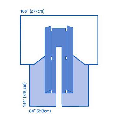 Sterile Cardiovascular Split Drape with Clear Anesthesia Screen, 109" x 134" x 84", 8/CS  (DYNJP4006) Case of 8