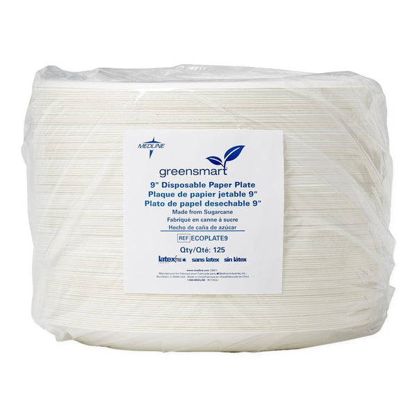 Sugar-Cane Paper Plate, 9", 125/BG (ECOPLATE9Z) Bag of 125