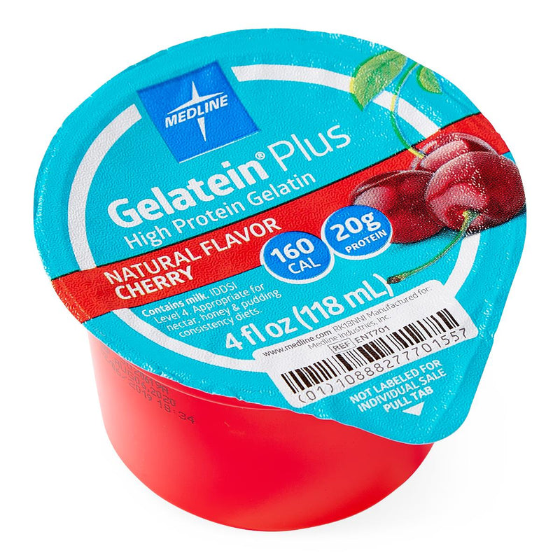 Gelatein Plus High-Protein Gelatin, Cherry Flavor, 4-oz. Cup, 36/CS (ENT701) Case of 36