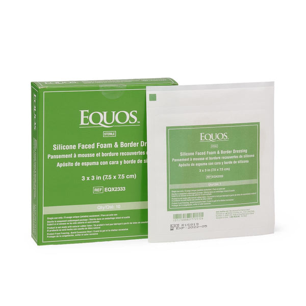 EQUOS 5-Layer Foam Dressings with Silicone Adhesive, 3" x 3", 10/BX  (EQX2333Z) Box of 10