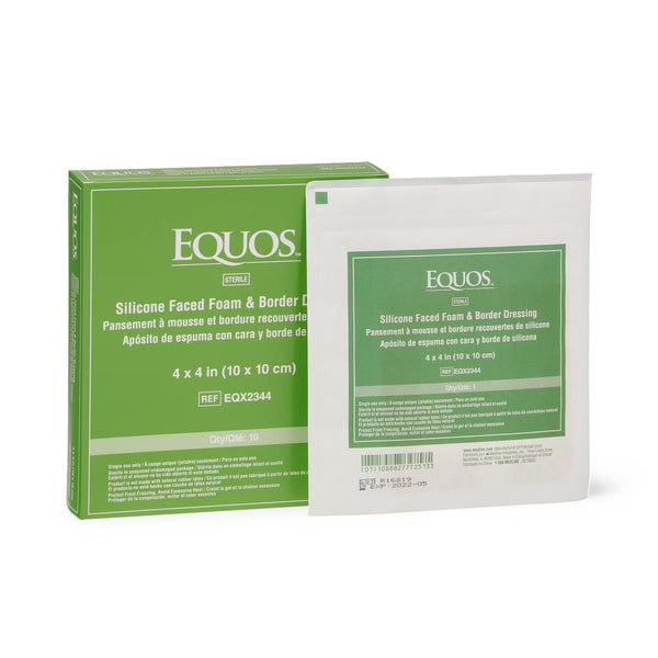 EQUOS 5-Layer Foam Dressings with Silicone Adhesive, 4" x 4", 100/CS  (EQX2344) Case of 100