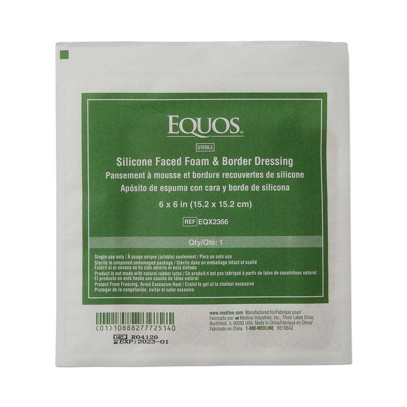 EQUOS 5-Layer Foam Dressings with Silicone Adhesive, 6" x 6", 1/EA  (EQX2366H) Each