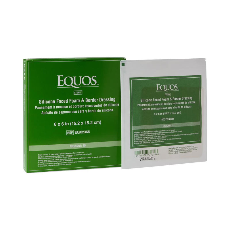 EQUOS 5-Layer Foam Dressings with Silicone Adhesive, 6" x 6", 100/CS  (EQX2366) Case of 100