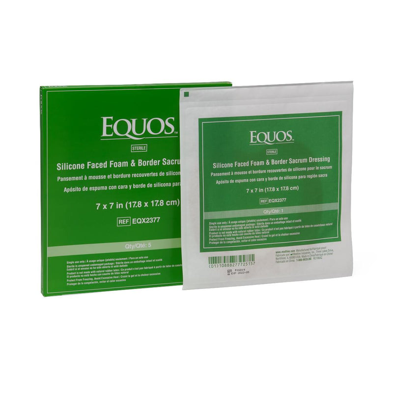 EQUOS 5-Layer Foam Dressings with Silicone Adhesive, Sacrum, 7" x 7", 5/BX  (EQX2377Z) Box of 5