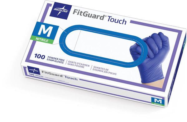 FitGuard Touch Powder-Free Nitrile Exam Gloves, Size M, 100/BX (FG100MH) Box of 100
