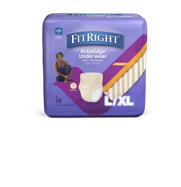 FitRight Ultra Incontinence Underwear for Women, Size L/XL, For Waist Size 40"-56", 80/CS (FIT23WLXL) Case of 80