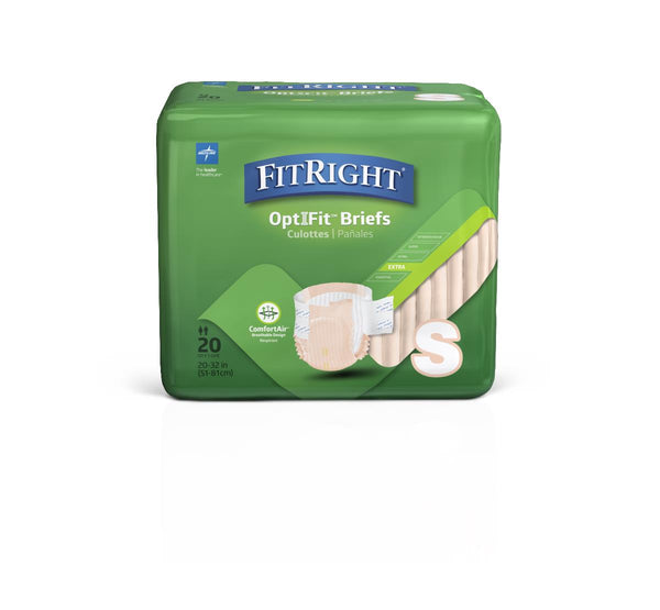 FitRight Extra Cloth-Like Adult Incontinence Briefs, Size S, 20" to 32" Waist, 80/CS (FITEXTRASM) Case of 80