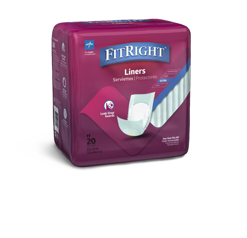 FitRight Incontinence Liners, Heavy, 13" x 34", 20/BG (05166CS) Bag of 20