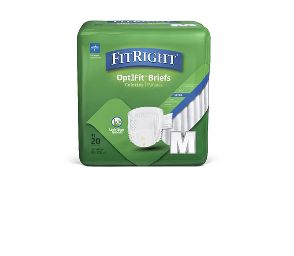 FitRight Ultra Adult Incontinence Briefs, Size M, for Waist Size 32"-44", 80/CS (FITULTRAMD) Case of 80