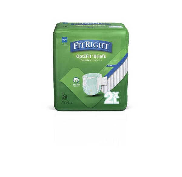 FitRight Ultra Adult Incontinence Briefs, Size 2XL, for Waist Size 60"-70", 80/CS (FITULTRAXXL) Case of 80