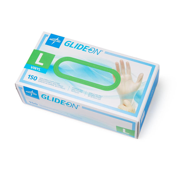 Glide-On Powder-Free Vinyl Exam Gloves, Size L, 150/BX (GLIDE513H) Box of 150