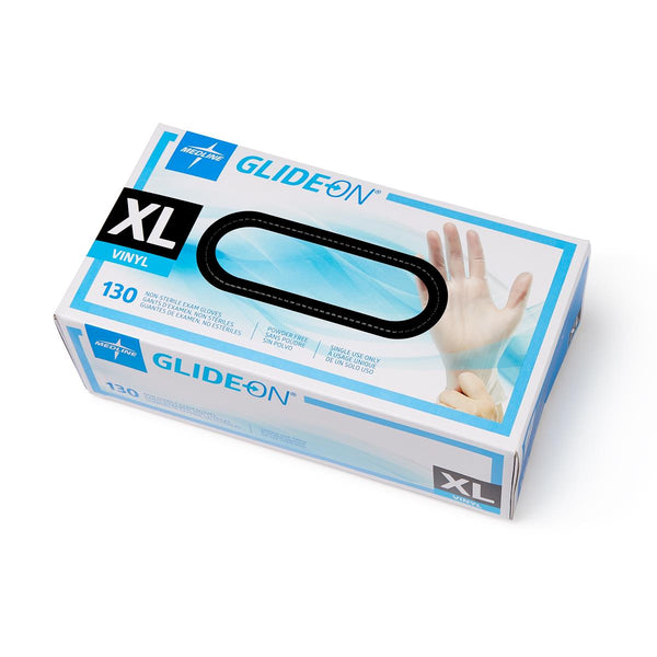Glide-On Powder-Free Vinyl Exam Gloves, Size XL, 130/BX (GLIDE514H) Box of 130