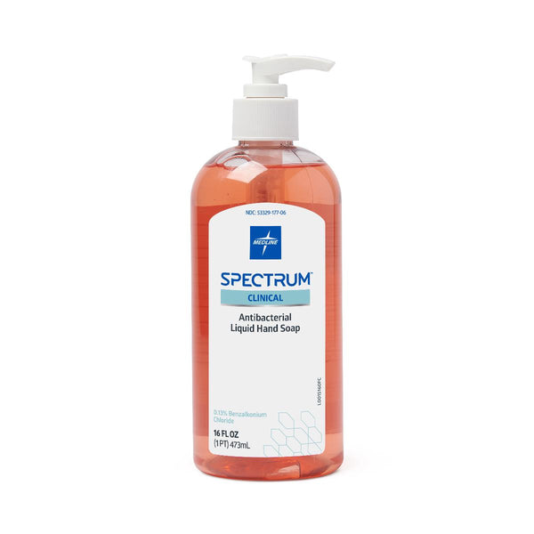 Spectrum Clinical Antibacterial Liquid Hand Soap with 13% BZK, 16 oz. Pump Bottle, 12/CS (HHABSP16) Case of 12