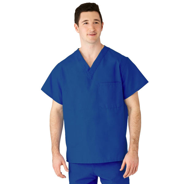 AngelStat Unisex Reversible V-Neck Scrub Top with 2 Pockets, Sapphire, Size XS, Medline Color Code, 1/EA  (M610NHTXS-CM) Each