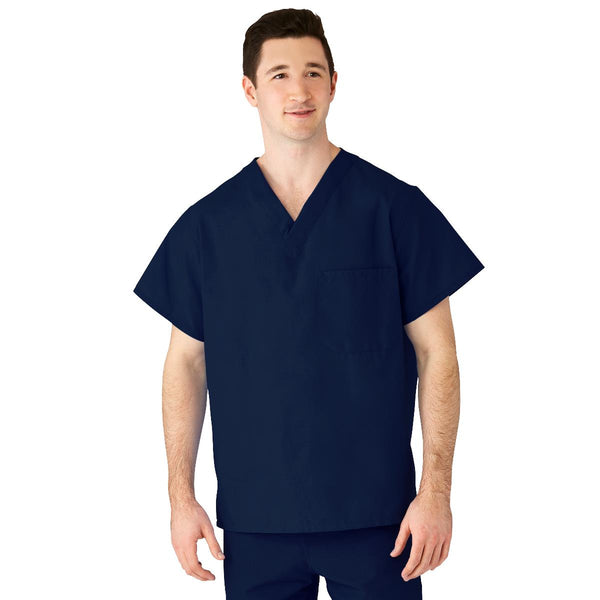 AngelStat Unisex Reversible V-Neck Scrub Top with 2 Pockets, Navy, Size S, Medline Color Code, 1/EA  (M610NNTS-CM) Each