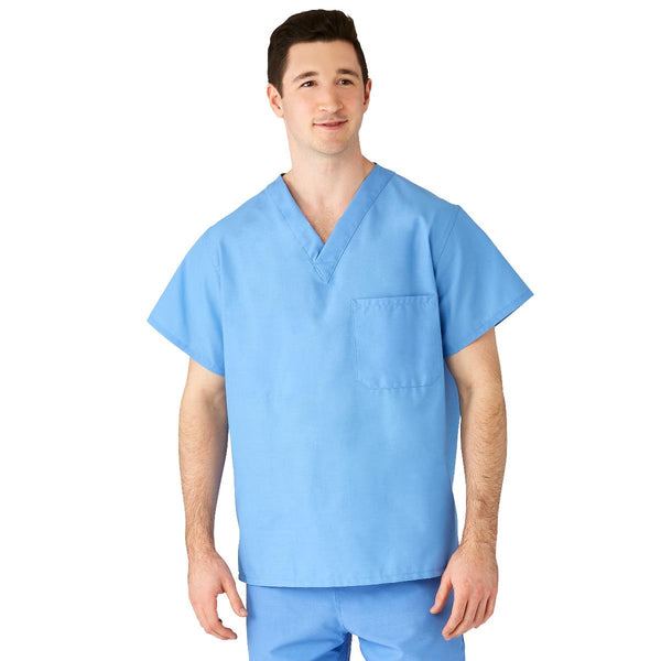 AngelStat Unisex Reversible V-Neck Scrub Top with 2 Pockets, Ceil Blue, Size M, Angelica Color Coding, 1/EA  (M610NTHM-CA) Each