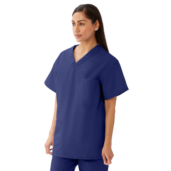 AngelStat Unisex Reversible V-Neck Scrub Top with 4 Pockets, Navy, Size XS, Angelica Color Code, 1/EA  (M630NNTXS-CA) Each