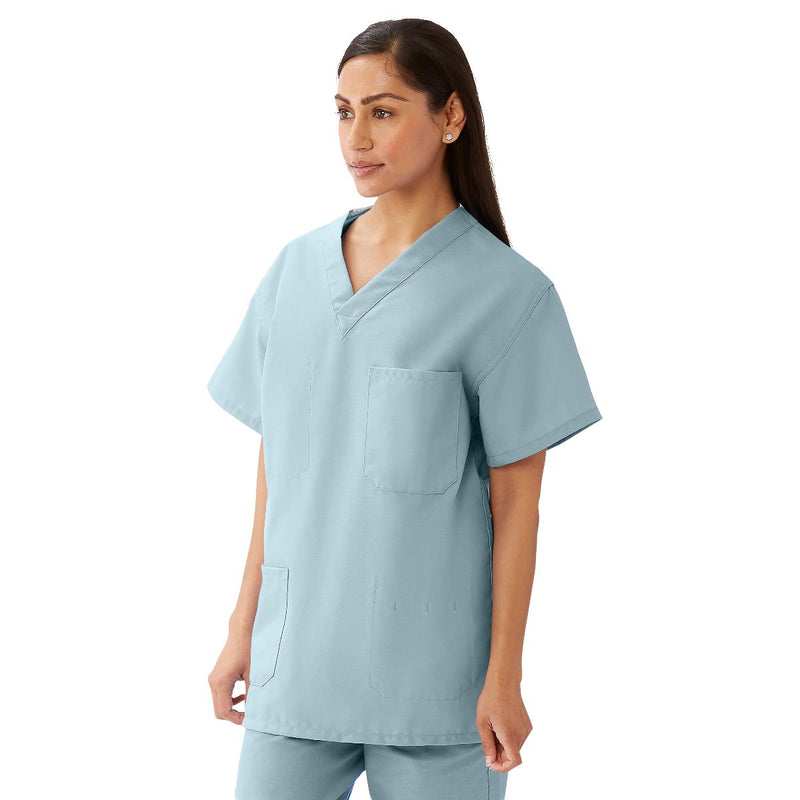 AngelStat Unisex Reversible V-Neck Scrub Top with 4 Pockets, Misty, Size M, Angelica Color Code, 1/EA  (M630NTZM-CA) Each