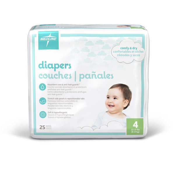 Disposable Baby Diapers, Size 4, 22-37 lb., 200/CS (MBD2004) Case of 200