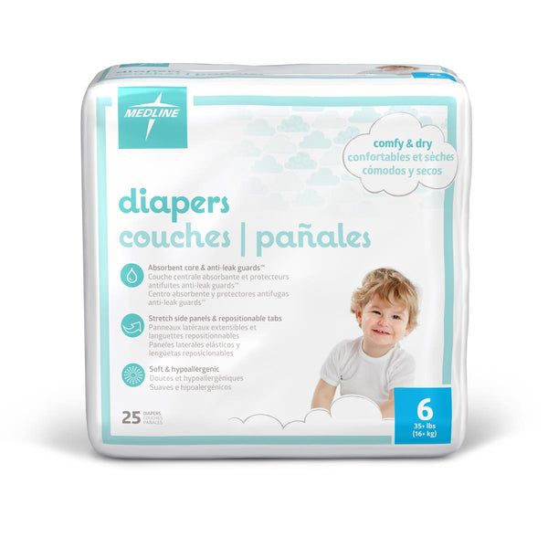 Disposable Baby Diapers, Size 6, 35+ lb., 200/CS (MBD2006) Case of 200