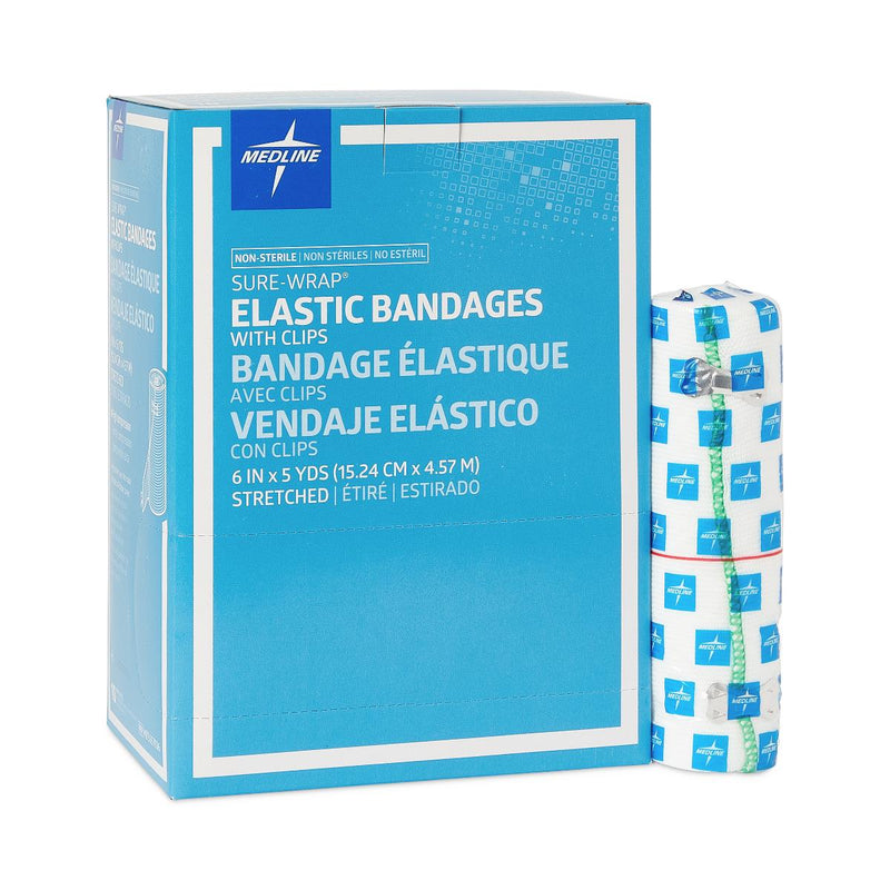 Sure-Wrap White Elastic Bandage, 6" x 5 yd. (10.2 cm x 4.6 m), 50/CS  (MDS057006) Case of 50