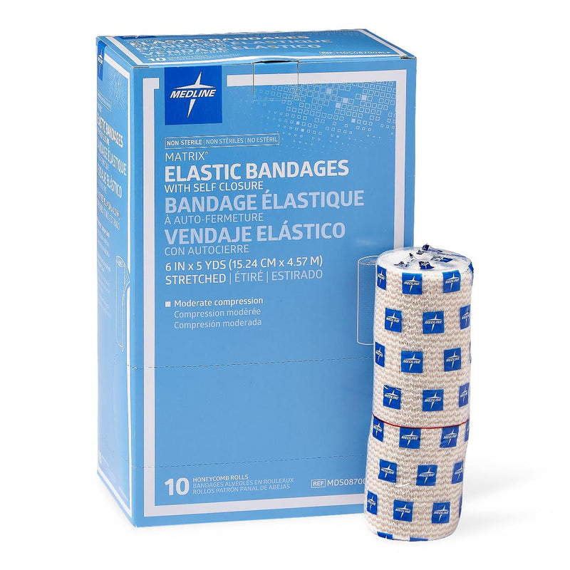 Matrix Elastic Bandage with Self-Closure, Stretched, Nonsterile, 6" x 5 yd. (15.2 cm x 4.6 m), 10/BX  (MDS087006LFZ) Box of 10