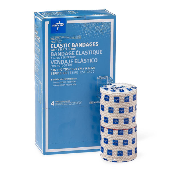 Matrix Elastic Bandage with Self-Closure, Stretched, Nonsterile, 6" x 10 yd. (15.2 cm x 9.1 m), 4/BX  (MDS087106LFZ) Box of 4