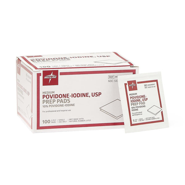 Povidone Iodine Prep Pads, Size M, 1000/CS (MDS093917) Case of 1000
