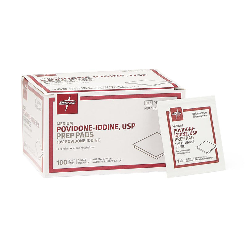Povidone Iodine Prep Pads, Size M, 1000/CS (MDS093917) Case of 1000
