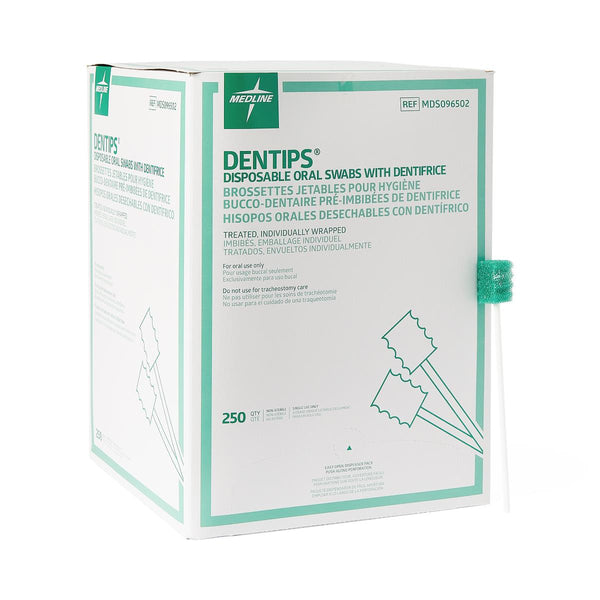 DenTips Oral Swab, Treated, Adult, Individually Wrapped, 500/CS (MDS096502) Case of 500