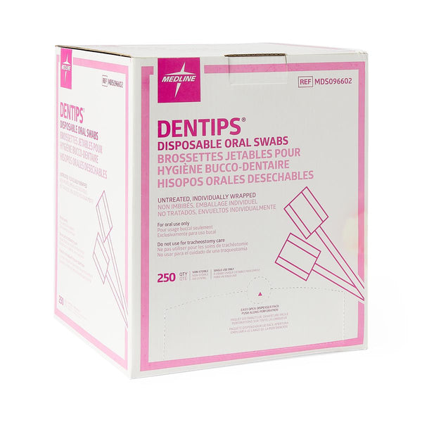 DenTips Oral Swab, Untreated, Adult, Individually Wrapped, 1000/CS (MDS096602) Case of 1000