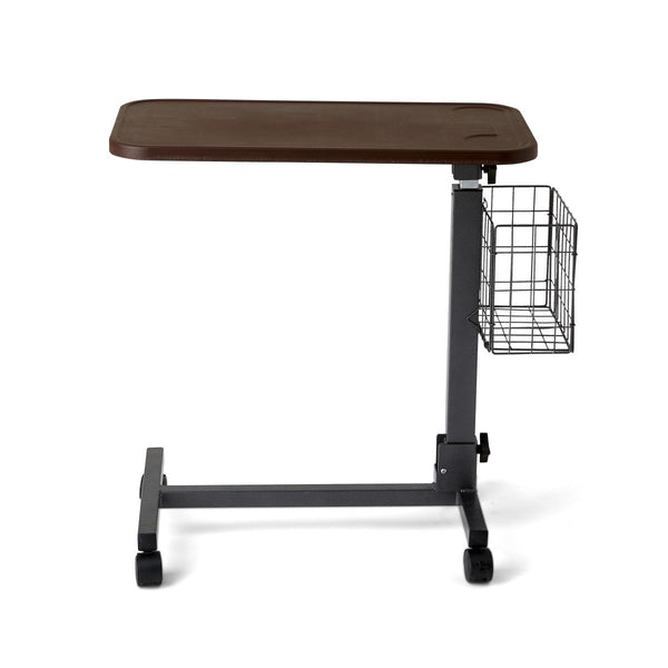 Fold-Flat Overbed Table with Basket, Walnut, 1 EA (MDS108015) Each