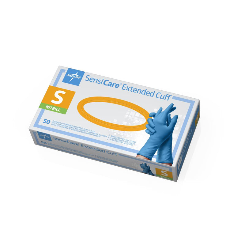 SensiCare Exam Glove, Nitrile, Extended Cuff, Size S, 50/BX (MDS1284H) Box of 50