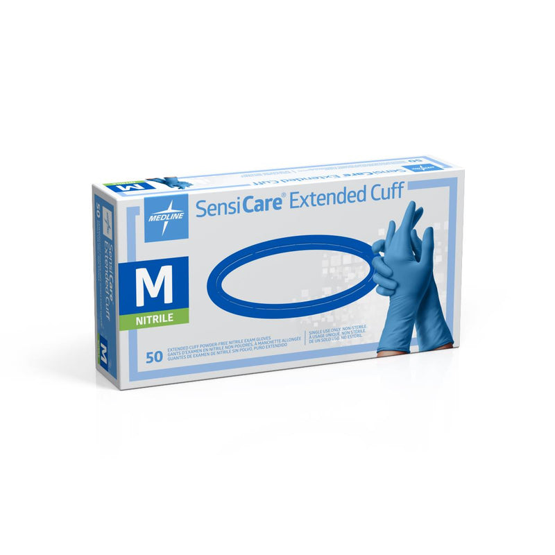 SensiCare Exam Glove, Nitrile, Extended Cuff, Size M, 500/CS  (MDS1285) Case of 500