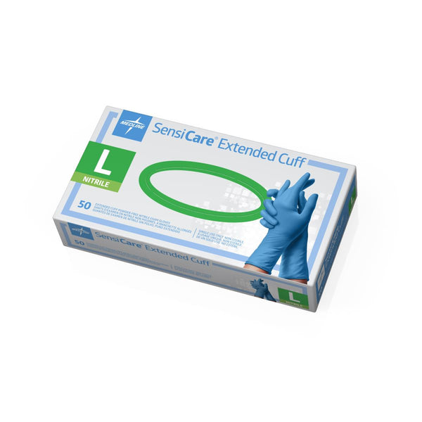 SensiCare Exam Glove, Nitrile, Extended Cuff, Size L, 50/BX (MDS1286H) Box of 50