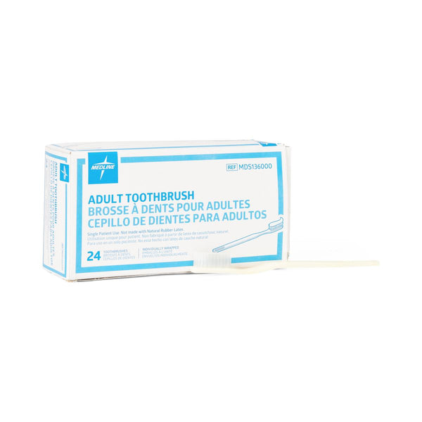 Adult Toothbrush with 30 Tufts, Individually Wrapped, 144/GR (MDS136000) Case of 144