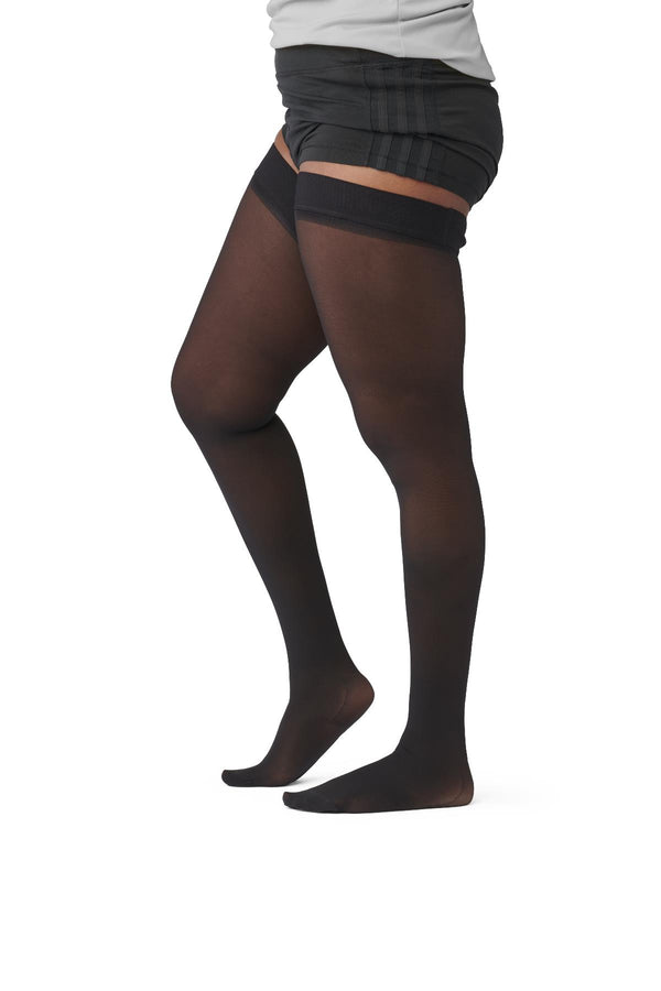 CURAD Compression Hosiery, Thigh High, 15-20 mmHg, Black, Size B (M), 1/EA  (MDS1707BBH) Each