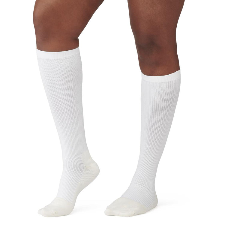 CURAD Cushioned Compression Socks, Knee High, 15-20 mmHg, White, Size A (S), 1/EA  (MDS1715AWH) Each