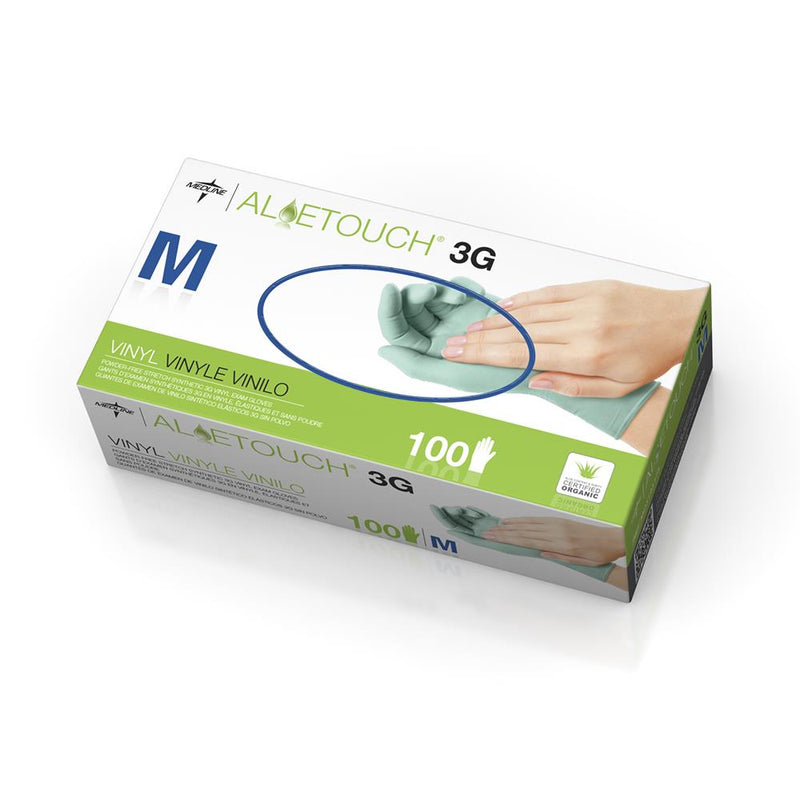 For California Only, AloeTouch 3G Powder-Free Stretch Vinyl Exam Gloves, Size M, 1000/CS (6MDS195175) Case of 1000