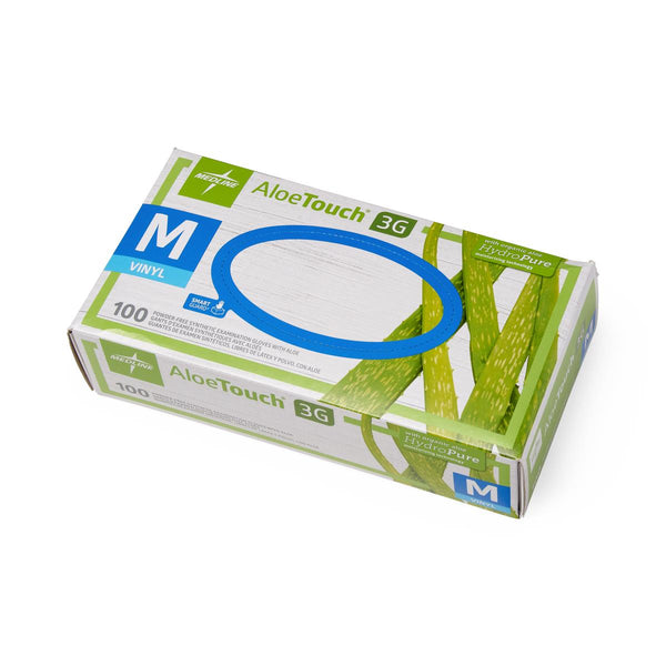 AloeTouch 3G Synthetic Stretch Exam Gloves, Vinyl, Powder Free, Size M, 1000/CS (MDS195175) Case of 1000