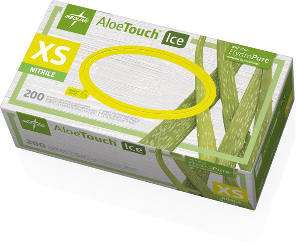 AloeTouch Ice Powder-Free Thin Nitrile Exam Gloves, Size XS, 2000/CS  (MDS195283) Case of 2000