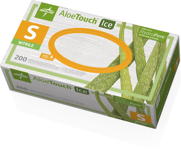AloeTouch Ice Thin Nitrile Exam Gloves, Size S, 2000/CS (MDS195284) Case of 2000