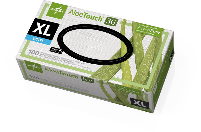 AloeTouch Ice Thin Nitrile Exam Gloves, Size XL, 180/BX (MDS195287H) Box of 180