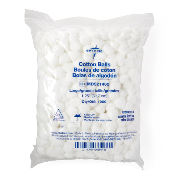 Nonsterile Cotton Balls, Size L, 1.25", 1000/bg, 1000/BG (MDS21462H) Bag of 1000